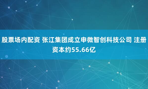 股票场内配资 张江集团成立申微智创科技公司 注册资本约55.66亿